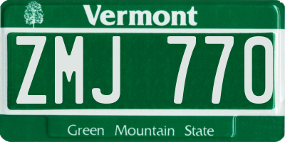 VT license plate ZMJ770
