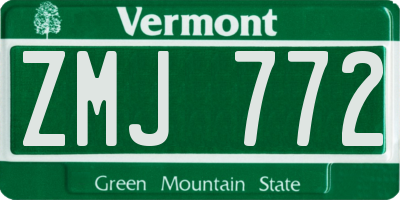 VT license plate ZMJ772