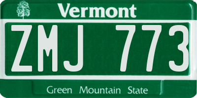 VT license plate ZMJ773
