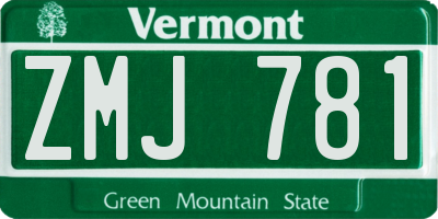 VT license plate ZMJ781