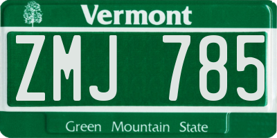 VT license plate ZMJ785