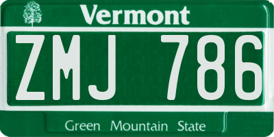VT license plate ZMJ786