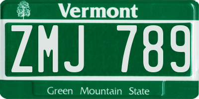 VT license plate ZMJ789