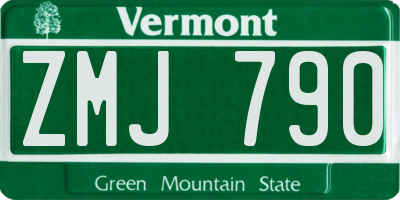VT license plate ZMJ790