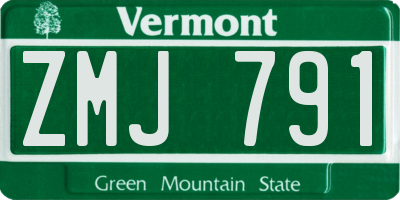 VT license plate ZMJ791
