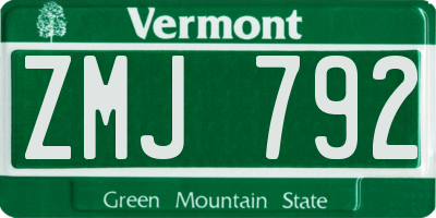 VT license plate ZMJ792