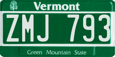 VT license plate ZMJ793