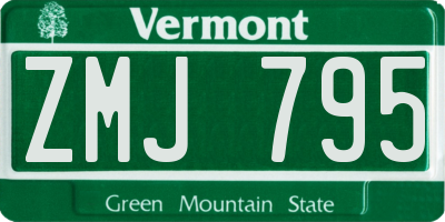 VT license plate ZMJ795