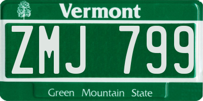 VT license plate ZMJ799