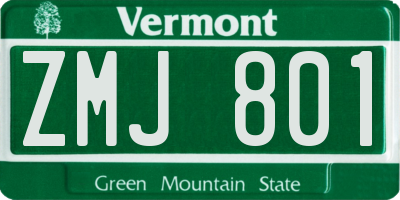 VT license plate ZMJ801