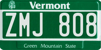 VT license plate ZMJ808