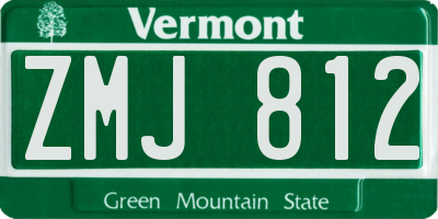 VT license plate ZMJ812