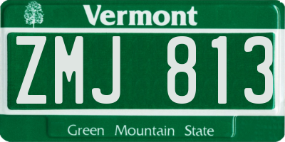 VT license plate ZMJ813