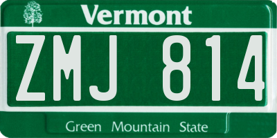 VT license plate ZMJ814
