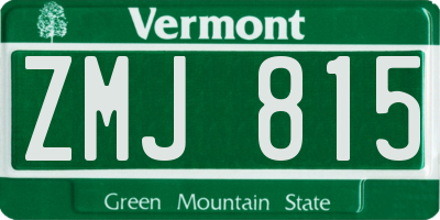 VT license plate ZMJ815