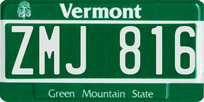 VT license plate ZMJ816