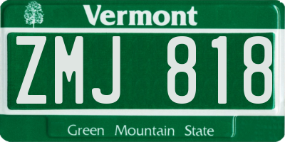 VT license plate ZMJ818