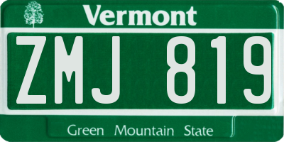 VT license plate ZMJ819