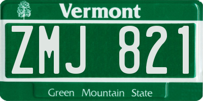 VT license plate ZMJ821