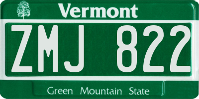 VT license plate ZMJ822
