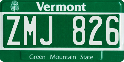 VT license plate ZMJ826