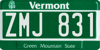 VT license plate ZMJ831