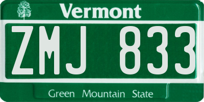 VT license plate ZMJ833