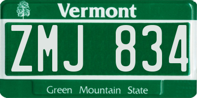 VT license plate ZMJ834