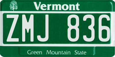 VT license plate ZMJ836