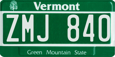 VT license plate ZMJ840