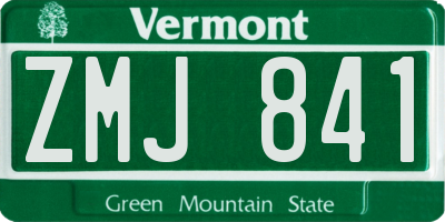 VT license plate ZMJ841