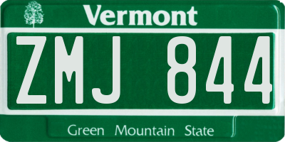 VT license plate ZMJ844