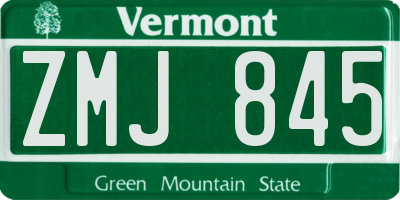 VT license plate ZMJ845
