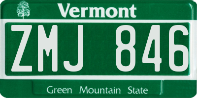 VT license plate ZMJ846