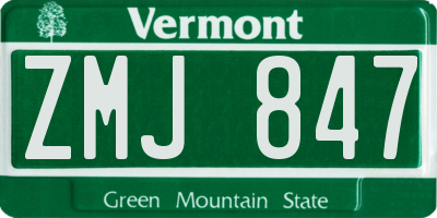 VT license plate ZMJ847