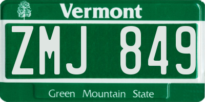 VT license plate ZMJ849