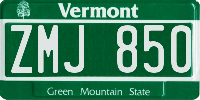 VT license plate ZMJ850