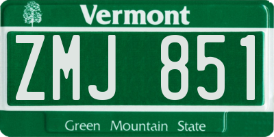 VT license plate ZMJ851