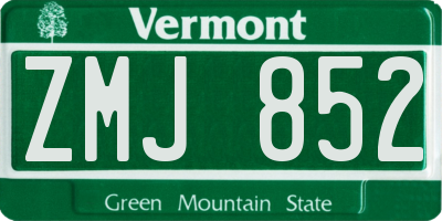 VT license plate ZMJ852