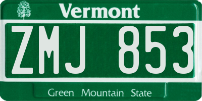 VT license plate ZMJ853