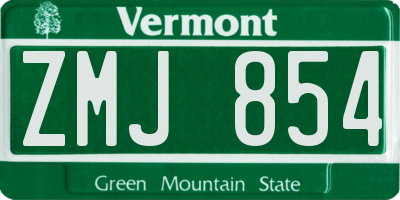VT license plate ZMJ854