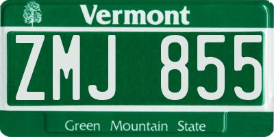VT license plate ZMJ855