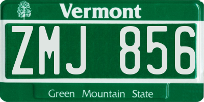 VT license plate ZMJ856
