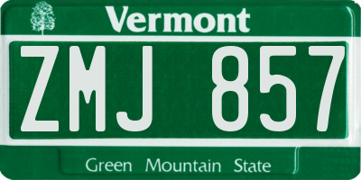 VT license plate ZMJ857