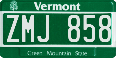 VT license plate ZMJ858