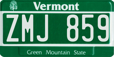 VT license plate ZMJ859