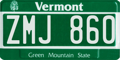 VT license plate ZMJ860