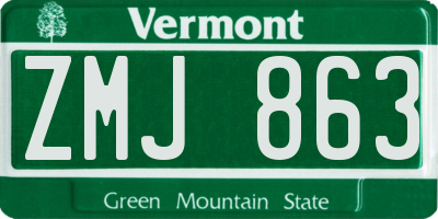 VT license plate ZMJ863