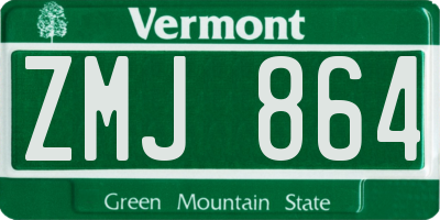 VT license plate ZMJ864