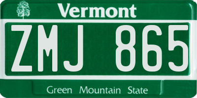 VT license plate ZMJ865